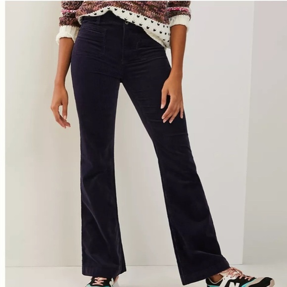 Anthropologie Pilcro Corduroy High Rise Flared Boot Jeans Boho Pant Teal 25 - Picture 1 of 10